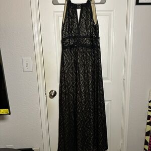 Emma & Michele Black and Gold Maxi Dress
